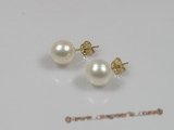 14kpe003 14K Gold studs Earring with white 8-9mm round pearl