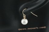 14kpe008 8-9mm white freshwater round pearl 14K Gold hook dangle earring
