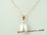 14kpp002 9-10mm white freshwater oval drop pearls 14K gold pendant on sale