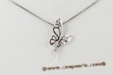 18kmounting016 Butterfly design diamond pendant mounting in 18K white gold