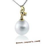 Dpp003 18K yellow gold modern style south sea pearl and diamond pendant