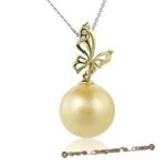 Dpp007 big 15.5-16mm south sea pearl pendant with 18K yellow gold and  diamond