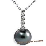 Dpp027 10-11mm black tahitian pearl with four diamond in 18k white gold