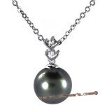 Dpp034 stick-style tahitian pearl diamond pendant with 18k white gold