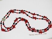 Ipn001 Style Red coral and Agate seed Bead Layer Island Necklace