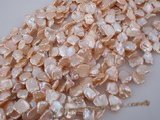 keshi027 11.5-12.5mm Pink cultured reborn pearl strand  in side-drilled