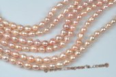 Nps003 Pink Baroque Nucleated Freshwater Pearl Strands, 7-9mm