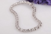 SSB027 Stunning Clear Cubic Zirconia Three Prong 925 Silver Bracelet