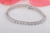 SSB029 Princess Clear Cubic Zirconia Bracelet set in Sterling Silver
