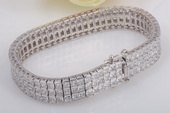 SSB050 Dazzling Three Row Cubic Zirconia Sterling Silver Bracelet