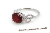 SZR011 Simple Oval wine red CZ Ring