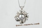 thpd043 10-11mm  "Jewels of Fruit" Black Tahitian Round Pearl Pendant