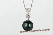 thpd044 13.5-14mm Black Tahitian Round Pearl Pendant