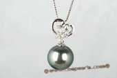 Thpd046 11-12mm Black Tahitian Pearl & Swarovski CZ's Sterling Silver Pendant Jewelry Gift