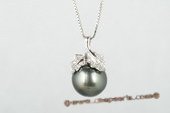 thpd049 Stunning 925silver Tahitian South Sea Pearl & Swarovski CZ's Pendant