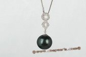 thpd051 Stunning 925silver Tahitian  Pearl & Swarovski CZ's Passion Pendant