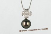 thpd054 Tahitian Black Pearl Pendant in  925 sterling silver