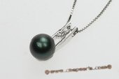 thpd055 Deco Collection Tahitian black Pearl  sterling silver pendant