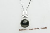 thpd056 Tahitian black Pearl & Swarovski CZ's Sterling silver  Pendant