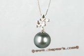 thpd068  HAPPY 925 silver CLOWN PENDANT with 11-12mm Black Tahitian Pearl Pendant