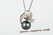 thpd074 Stunning 925 silver Tahitian  Pearl & Swarovski CZ's Pendant