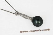 thpd075 gorgeous  12-13mm  Round tahitian Pearl Pendant in 925 sterling silver