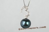 thpd076 13-14 large pearl pendant gleaming with Swarovski CZ's Pendant