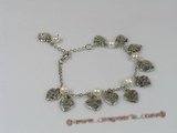 anklet001 18KGP chian Pearl Anklet with heart-shape fittings