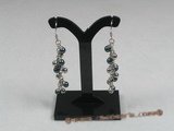 ape001 sterling silver BUNCH 4.5-5mm black akoya pearls dangle earrings