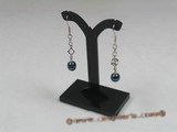 ape005 925silver 7-7.5mm black saltwater pearls Dangles Bridal Earrings