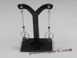 ape009 sterling 6-6.5mm black cultured saltwater pearls Dangling Earrings