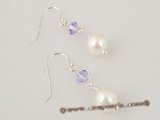 ape011 Sterling purple Austrian crystal and baroque akoya pearl dangle Earring
