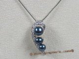 app022 sterling silver pendant with black gradual akoya pearl