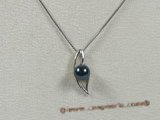 app028 925silver black round saltwater pearl pendant in wholesale