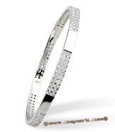 babr009 Elegante Rhodium Plated cuff bangle inserted with Rhinestone beads