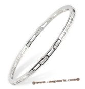 babr011 Shining Rhodium plating brass bangle with Swarovski CZ's inlayed