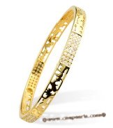 babr018 Gold plating sparkly Swarovski CZ's carve bangle and bracelet