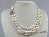 bapn001 Baroque Akoya saltwater cultured pearl necklace triple strand Rope