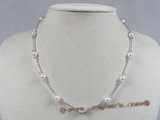 bapn003 sterling Tin Cup baroque Cultured Akoya Pearl necklace