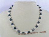 bapn007 Black&white baroque saltwater pearl single necklace