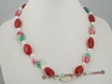 bapn012 Baroque seawater pearl and red jade princess necklace