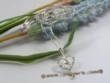hcj006 heart-design silver-tone metal  bridal comb with rhinestones
