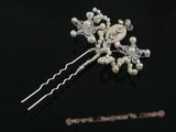 hcj018  Fresh Water Pearl and Rhinestone crystals bridal Hair Pins