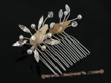 hcj019 Wholesale shell beads with sparkling rhinestone Bridal comb