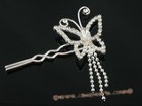 bcj023 Fashion Sparkle Rhinestone butterfly Hair Pin in wholesale