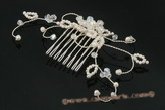 bcj031 Hand-crafted seed pearl and crystal flower bridal comb