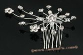 bcj038 Designer blooming flower Rhinestones bridal Side& back comb