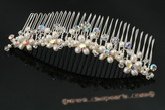 bcj040 Hand-wired freshwater seed pearls and crystal bridal comb