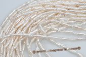 biwa046 White 4*14mm Long-drilled Freshwater Biwa/Stick Pearl Strand