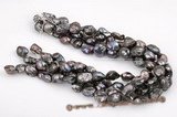 blister056 Wholesale 13-15mm Freshwater Baroque Pearl Beads in Black color